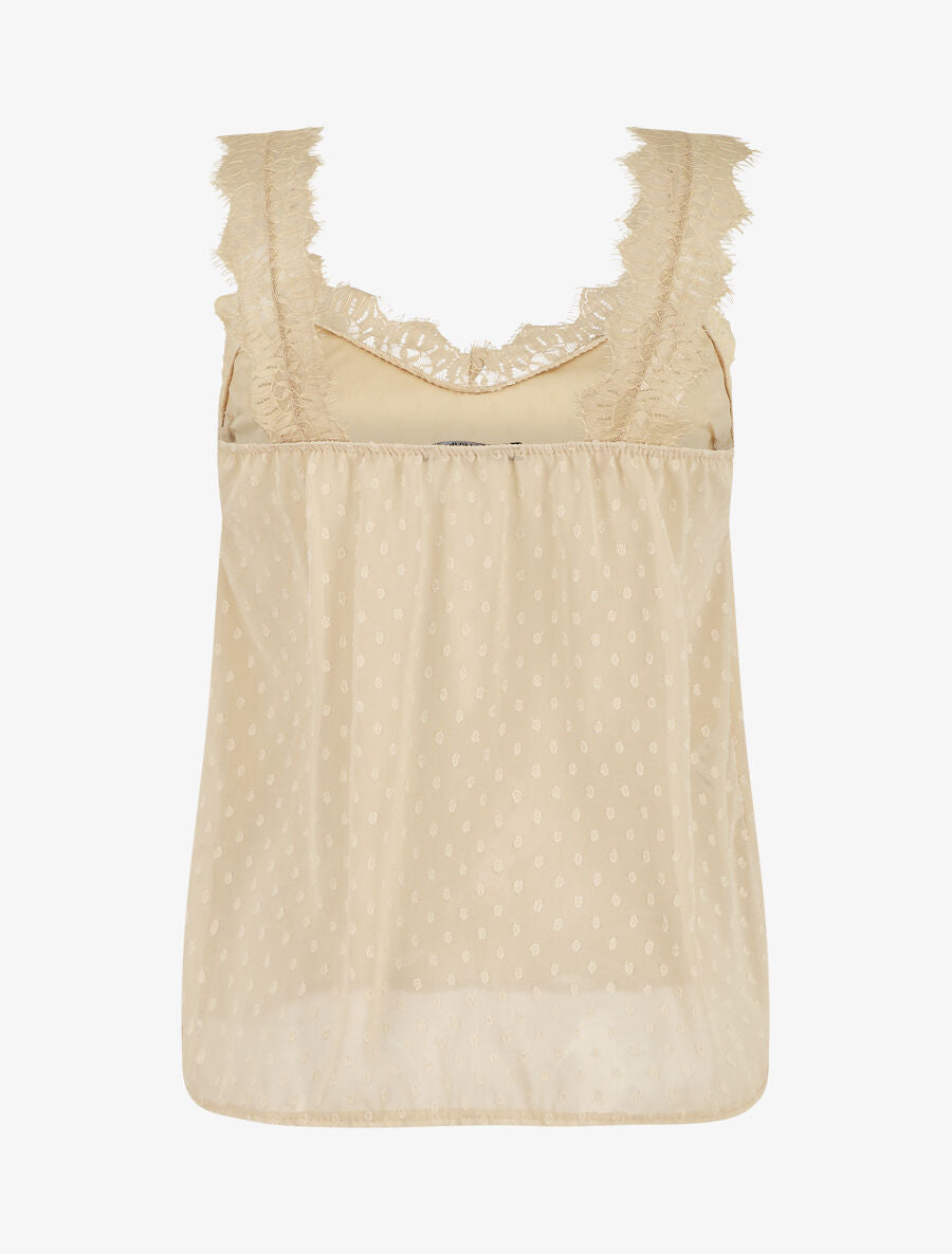 Top uni sans manches texturé - Beige - 2