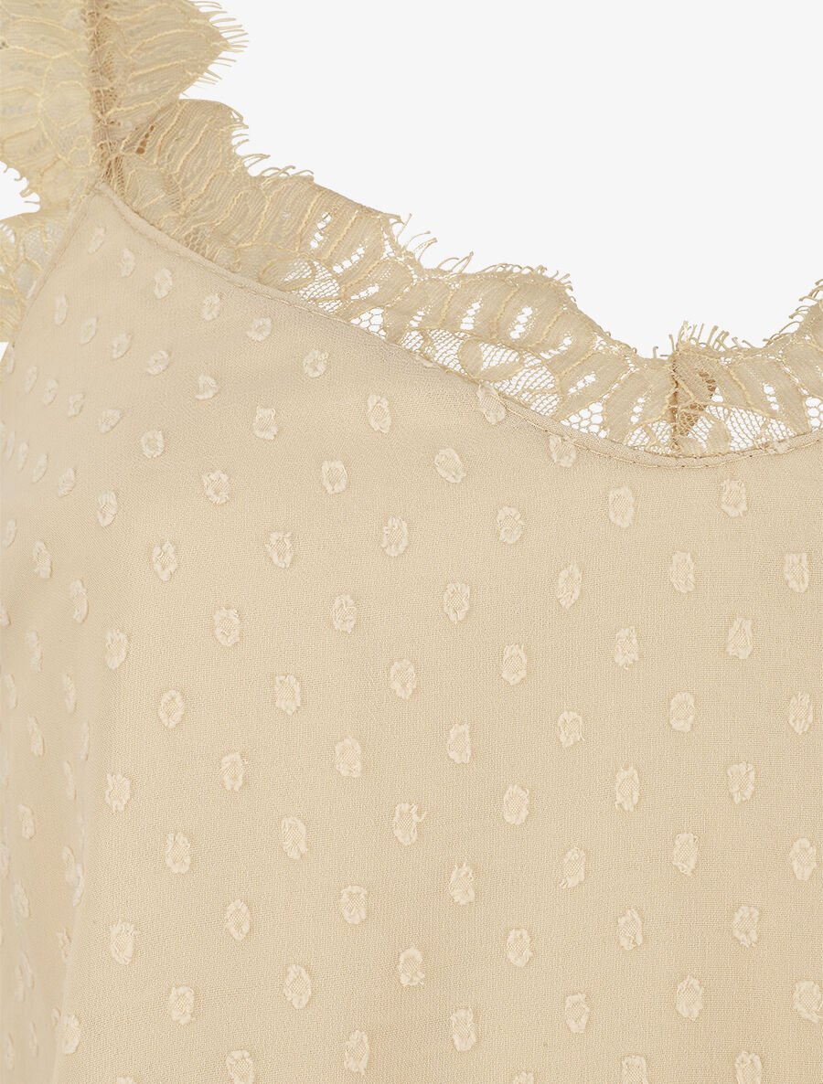 Top uni sans manches texturé - Beige - 3