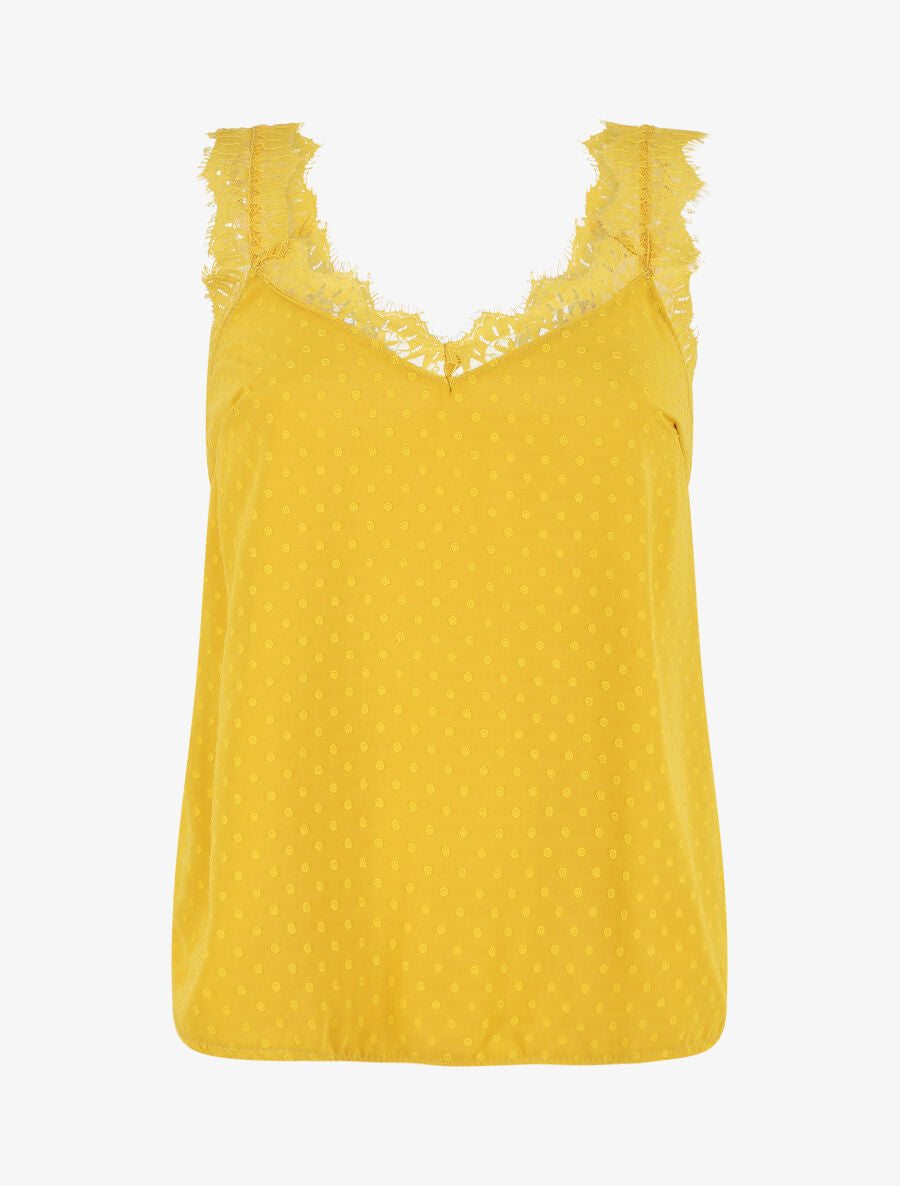 Top uni sans manches texturé - Jaune - 5