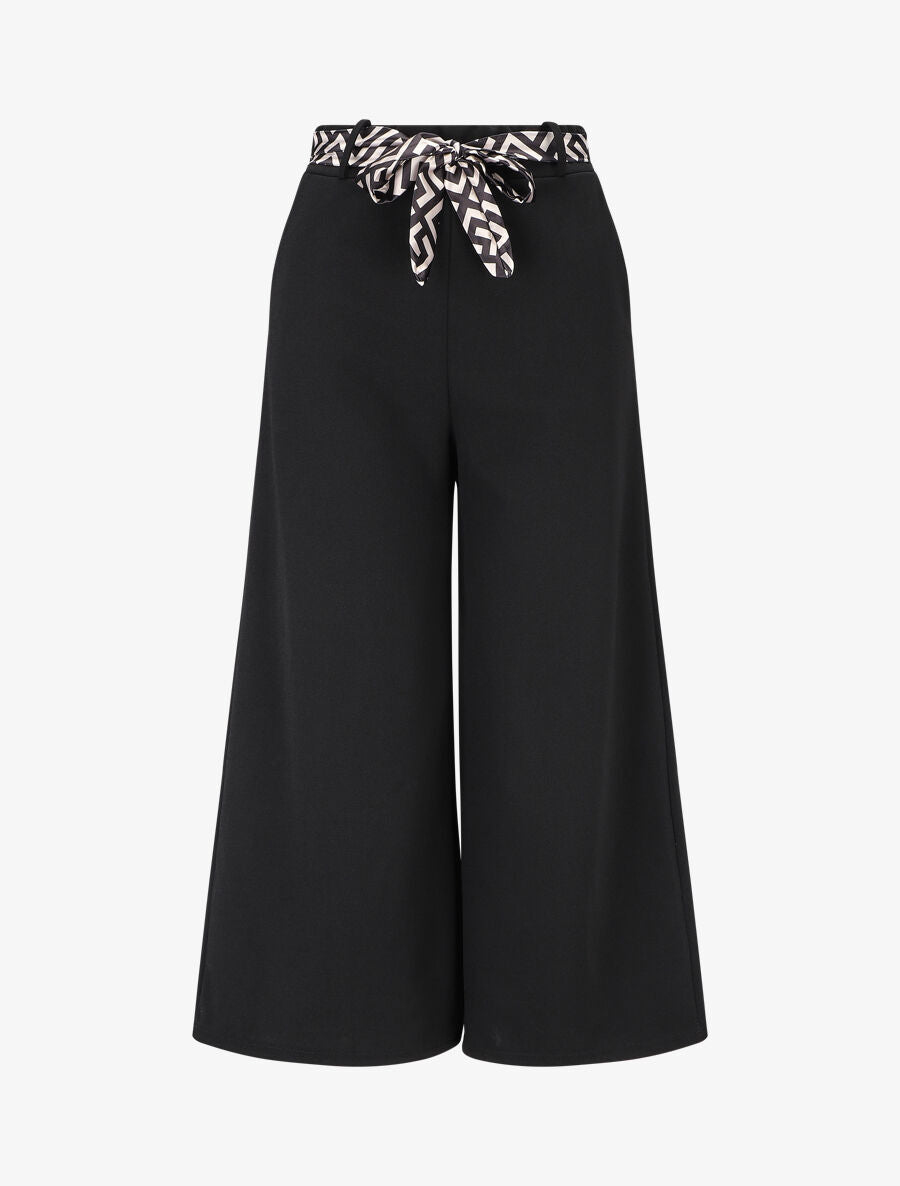 Pantalon ample uni fluide - Noir - 1
