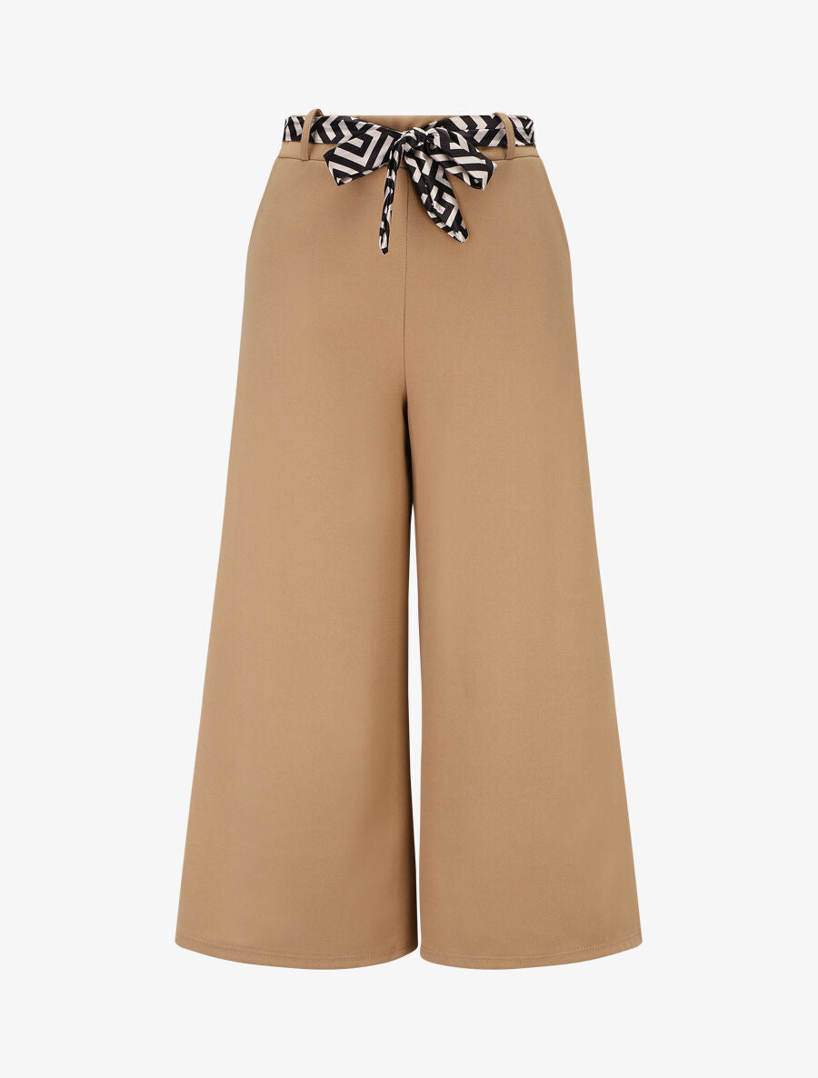 Pantalon ample uni fluide - Camel - 1