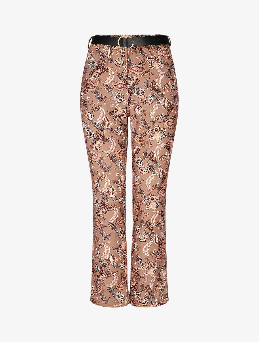 Pantalon droit imprimé foulard - Camel - 5