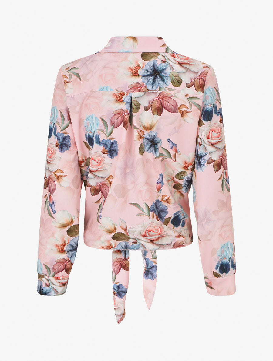 Blouse à nouer imprimé fleuri - Rose - 2