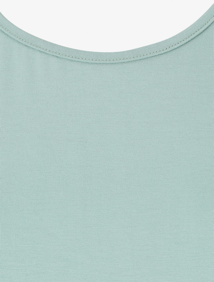 Top uni à manches volantées - Vert d&