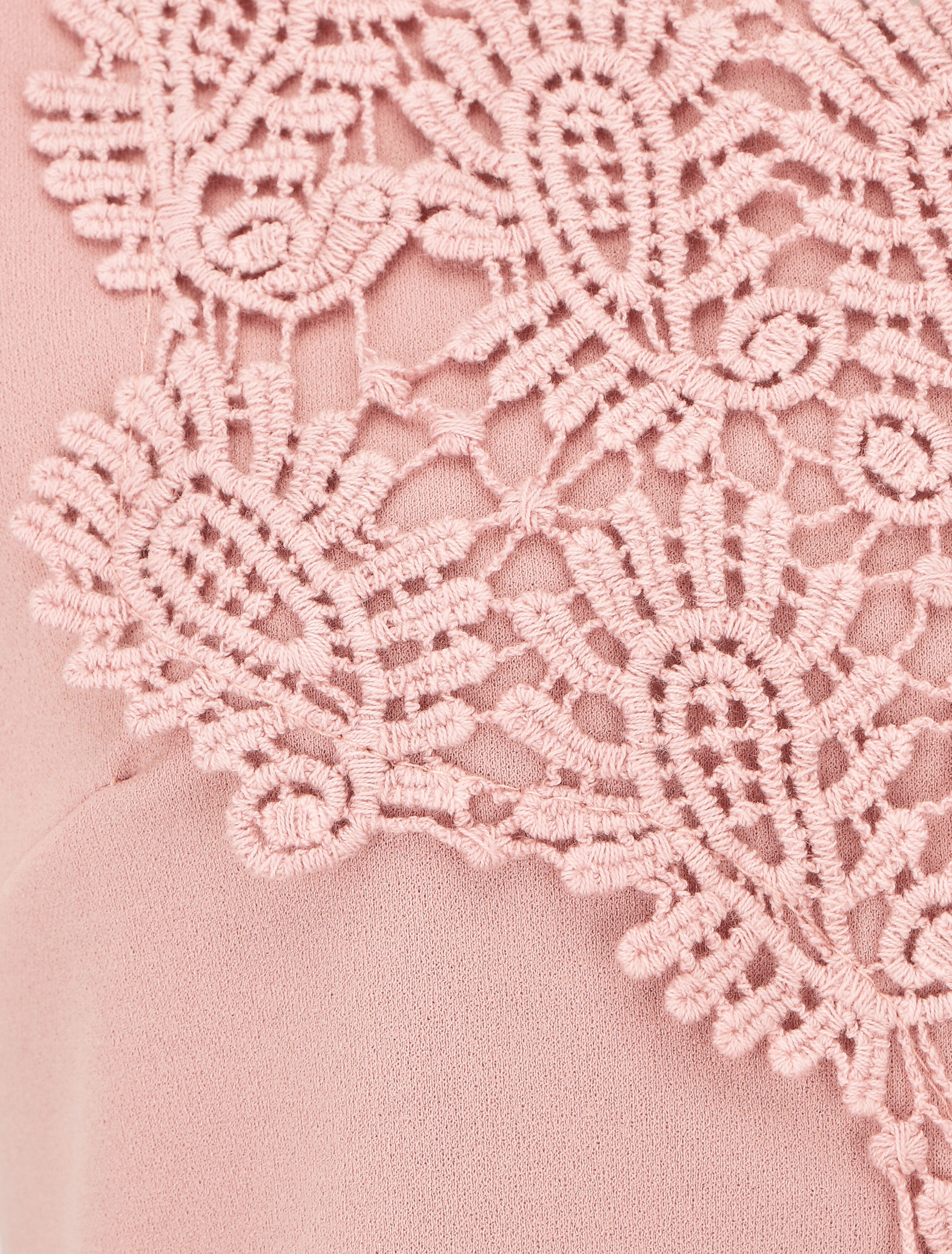 Top uni sans manches col en crochet - Rose poudré - 3