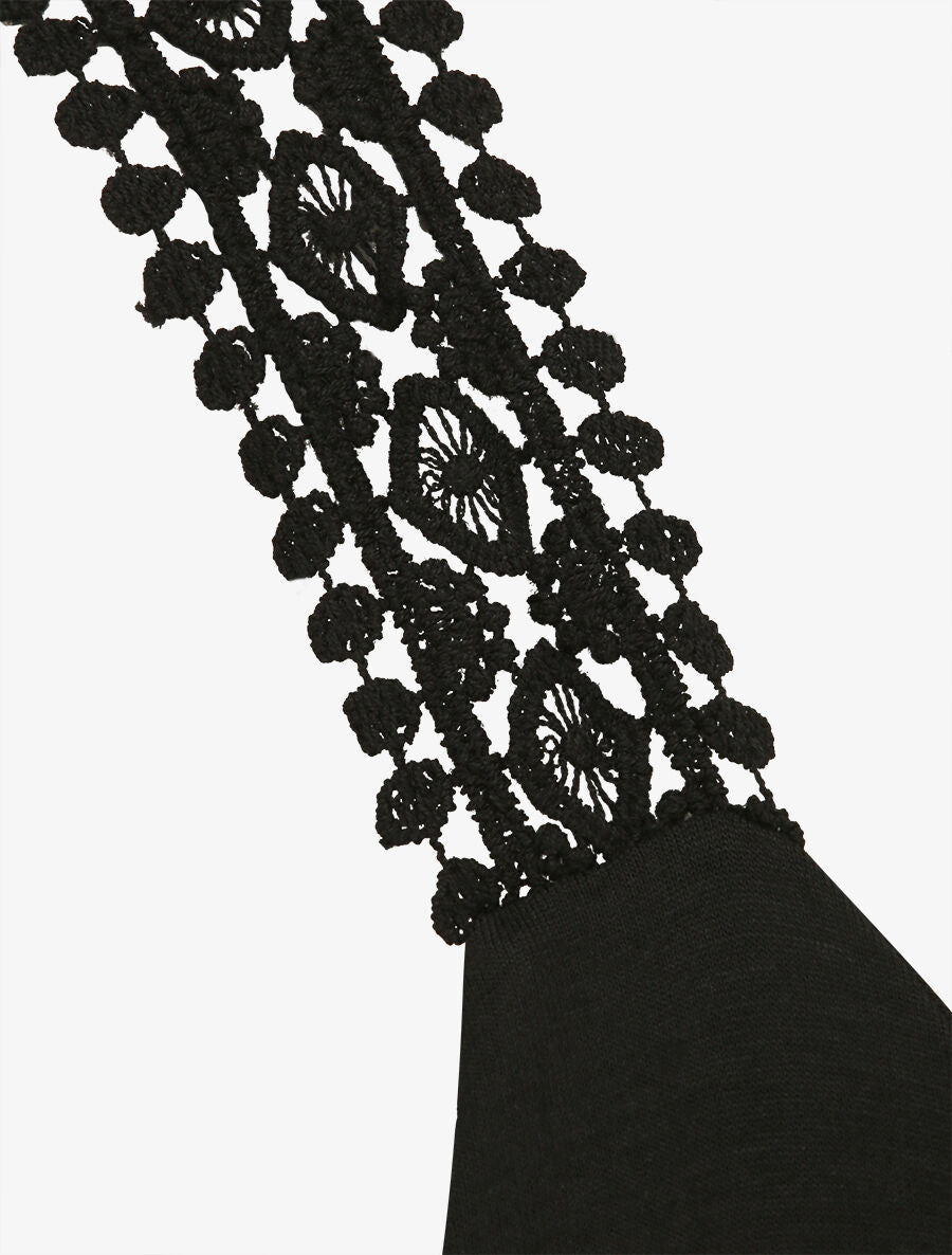Débardeur coupe droite à bretelles en crochet - Noir - 3