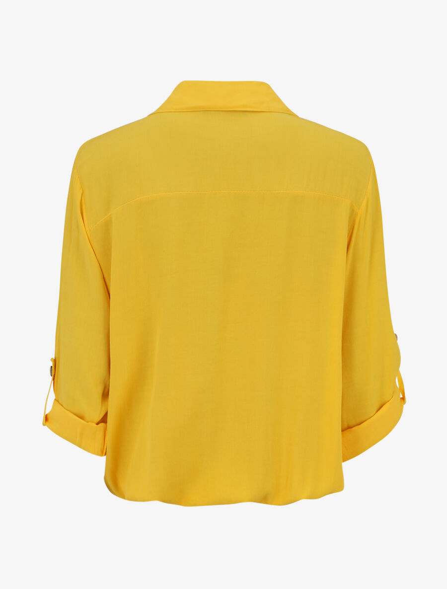 Chemise élastiquée unie manches longues - Jaune - 2