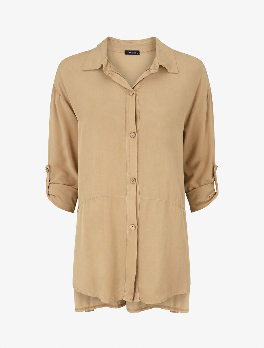 Chemise fluide oversize - Camel - 1