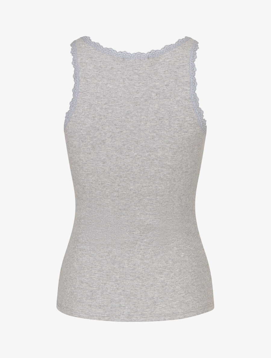 Débardeur uni en coton mélangé - Gris - 2