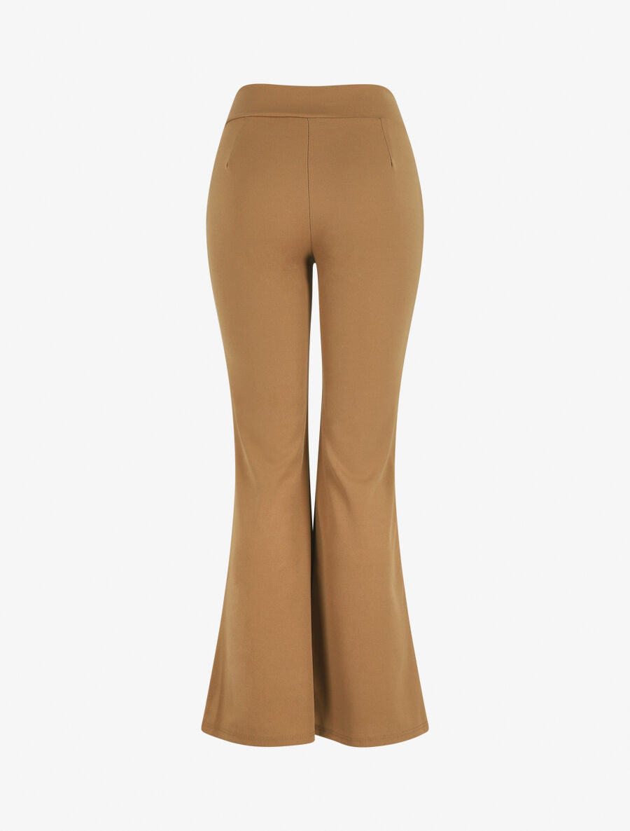 Pantalon fluide à fermeture stylisée - Camel - 2