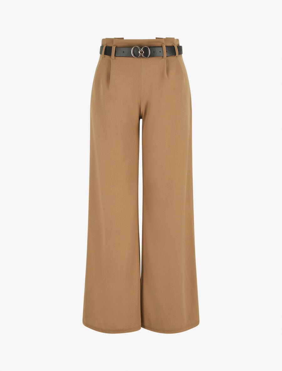 Pantalon fluide ceinturée - Camel - 5