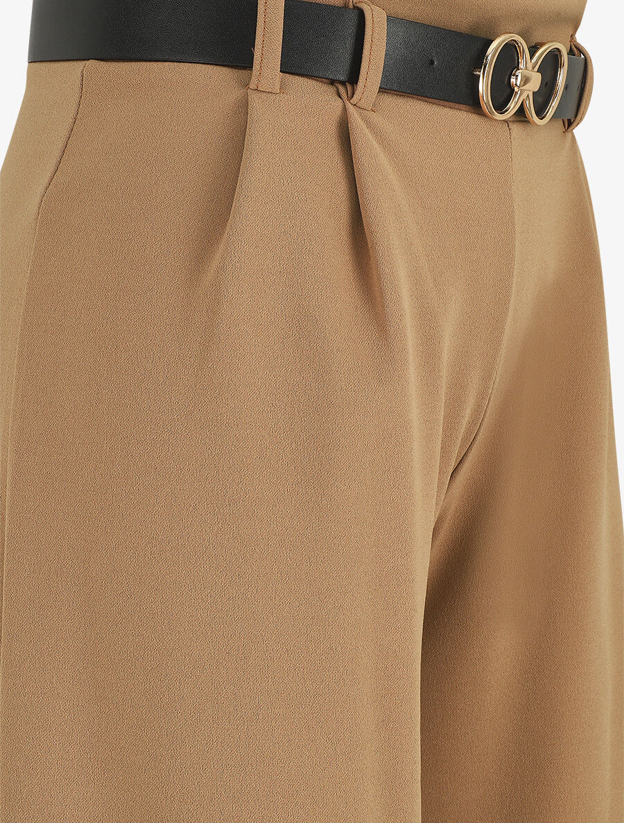 Pantalon fluide ceinturée - Camel - 3