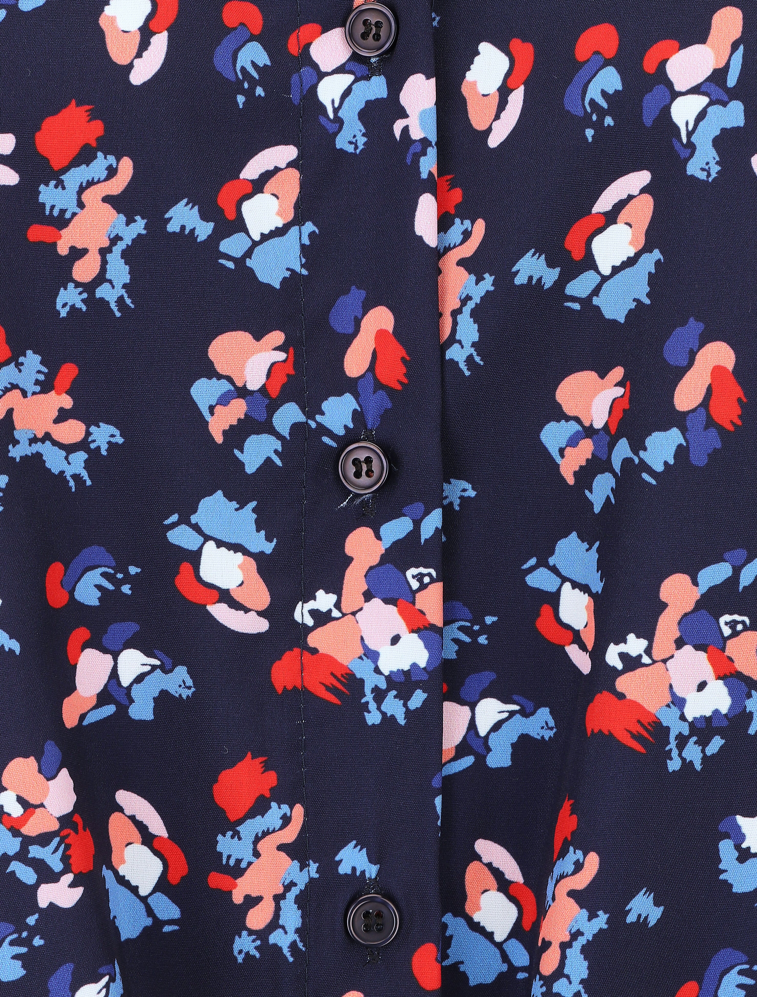 Chemise fleurie sans manches - Marine - 3