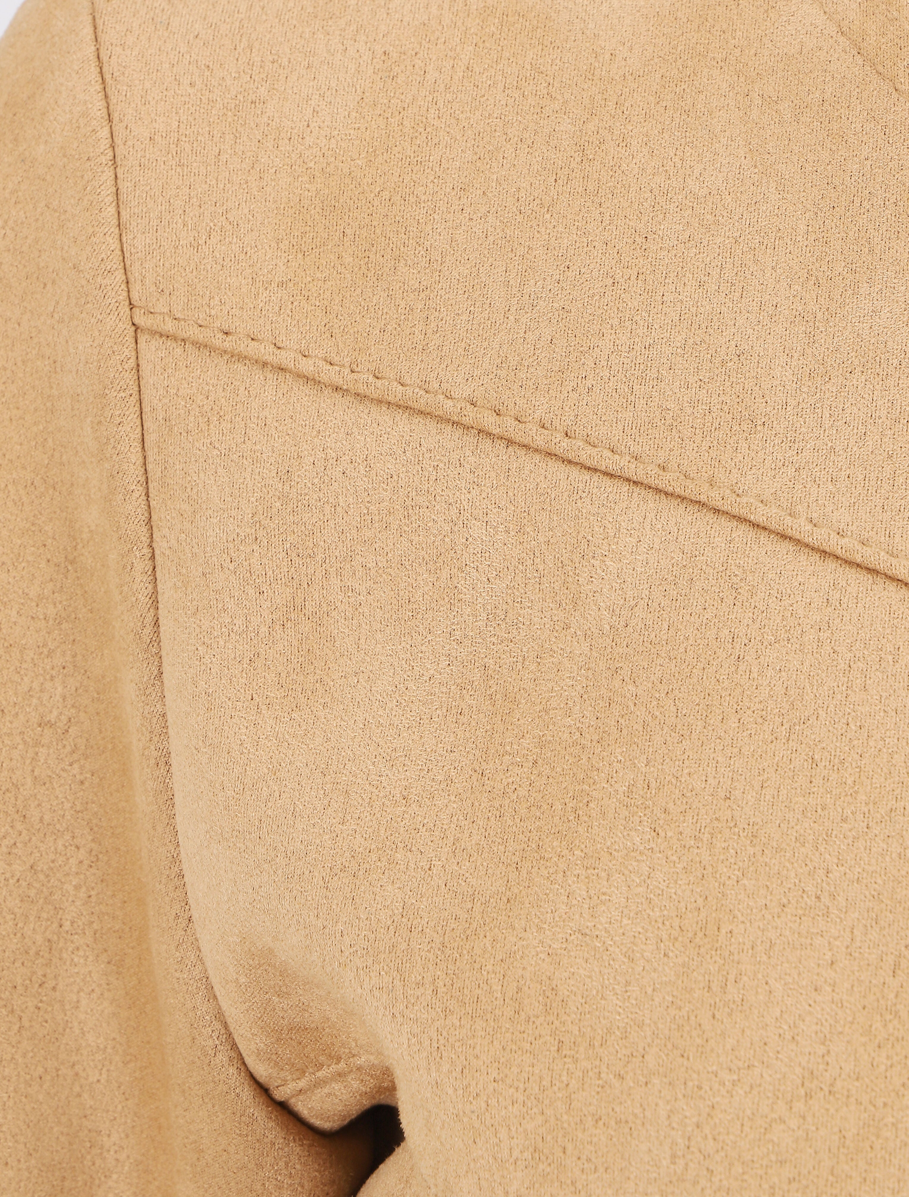 Veste droite unie en suédine - Beige - 3