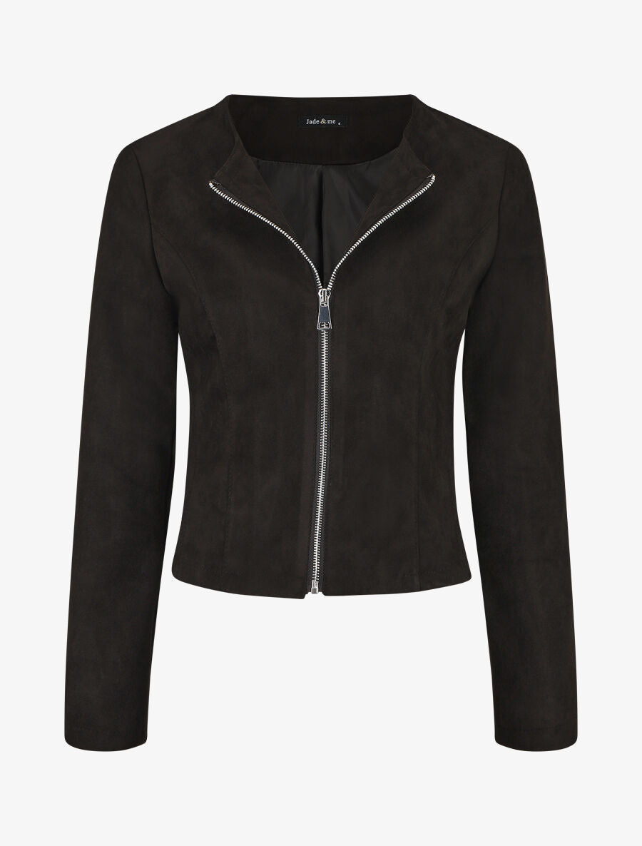 Veste zippée en suédine - Noir - 5