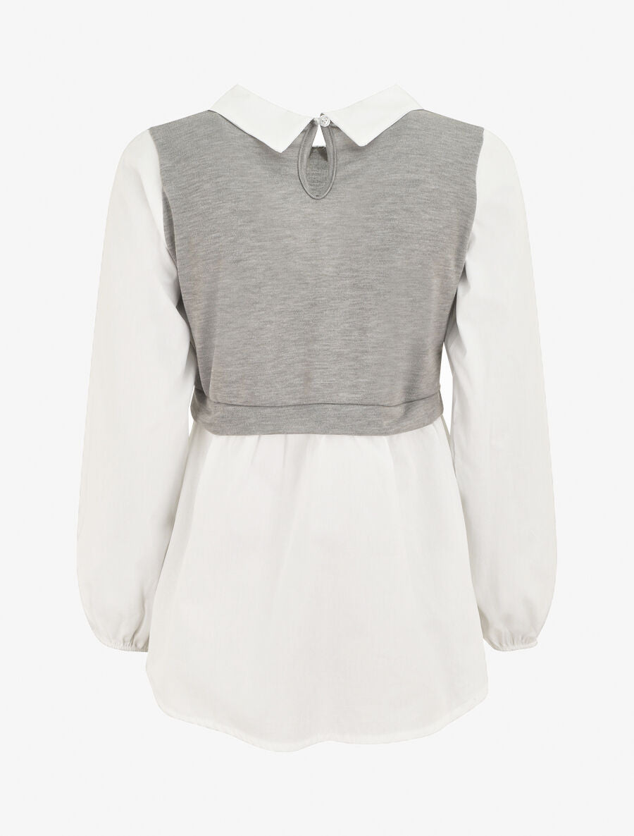 Pull à chemise en trompe l&