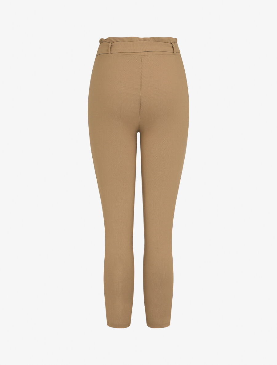 Pantalon paper bag slim taille haute - Camel - 2