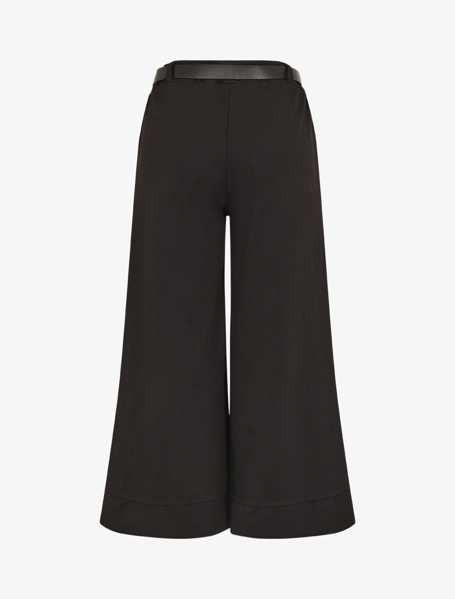 Pantalon large uni taille haute - Noir - 2