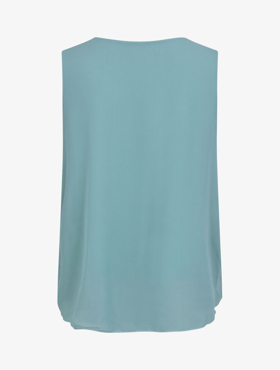 Top droit sans manches col à chaîne - Bleu clair - 2