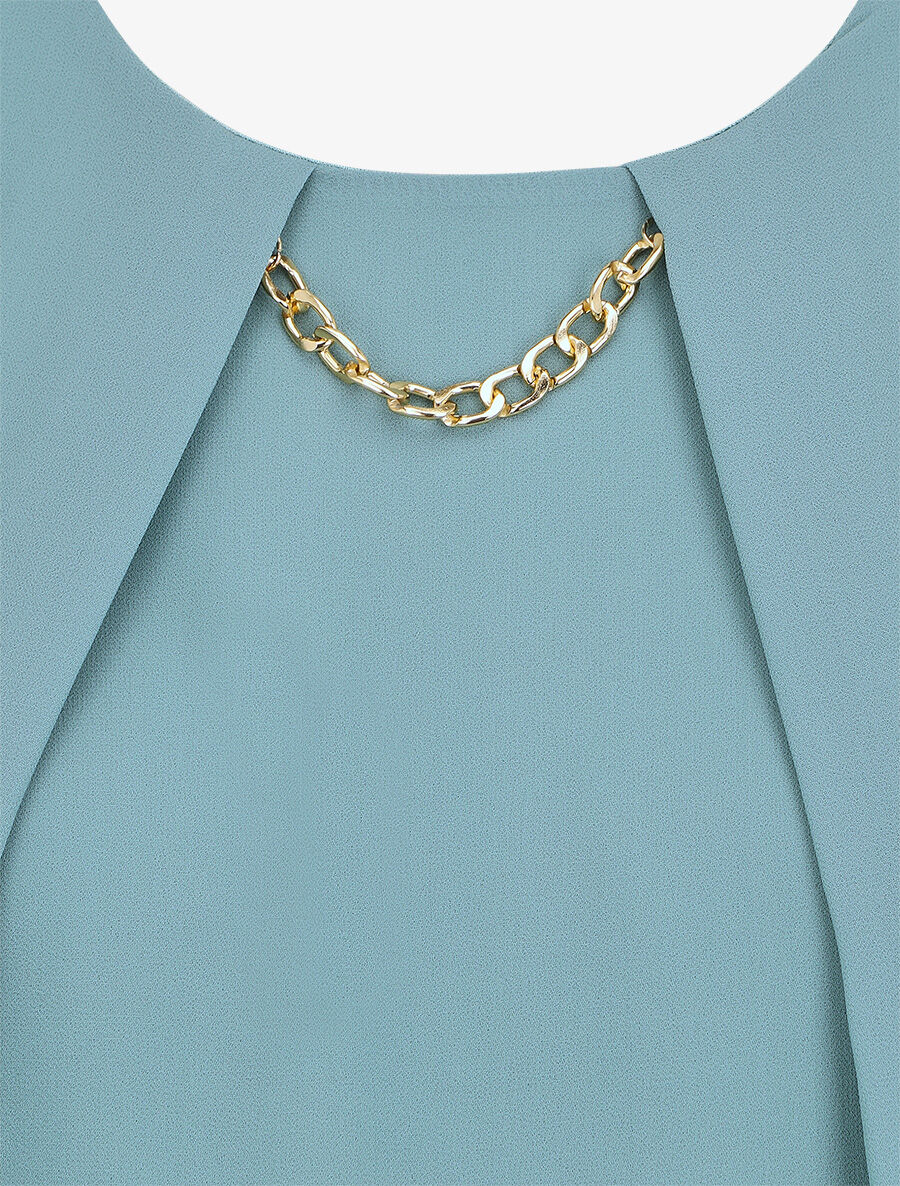 Top droit sans manches col à chaîne - Bleu clair - 3