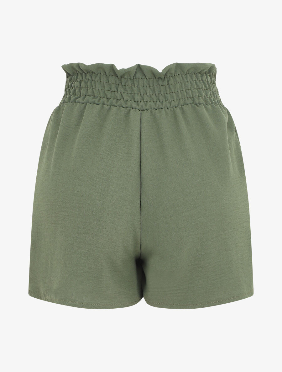Mini short à taille élastiquée - Kaki - 2