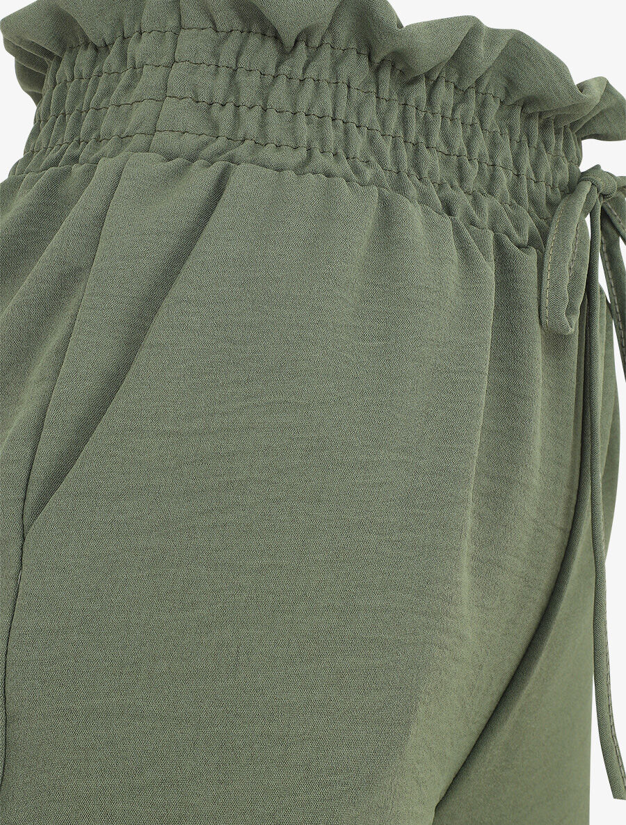 Mini short à taille élastiquée - Kaki - 3