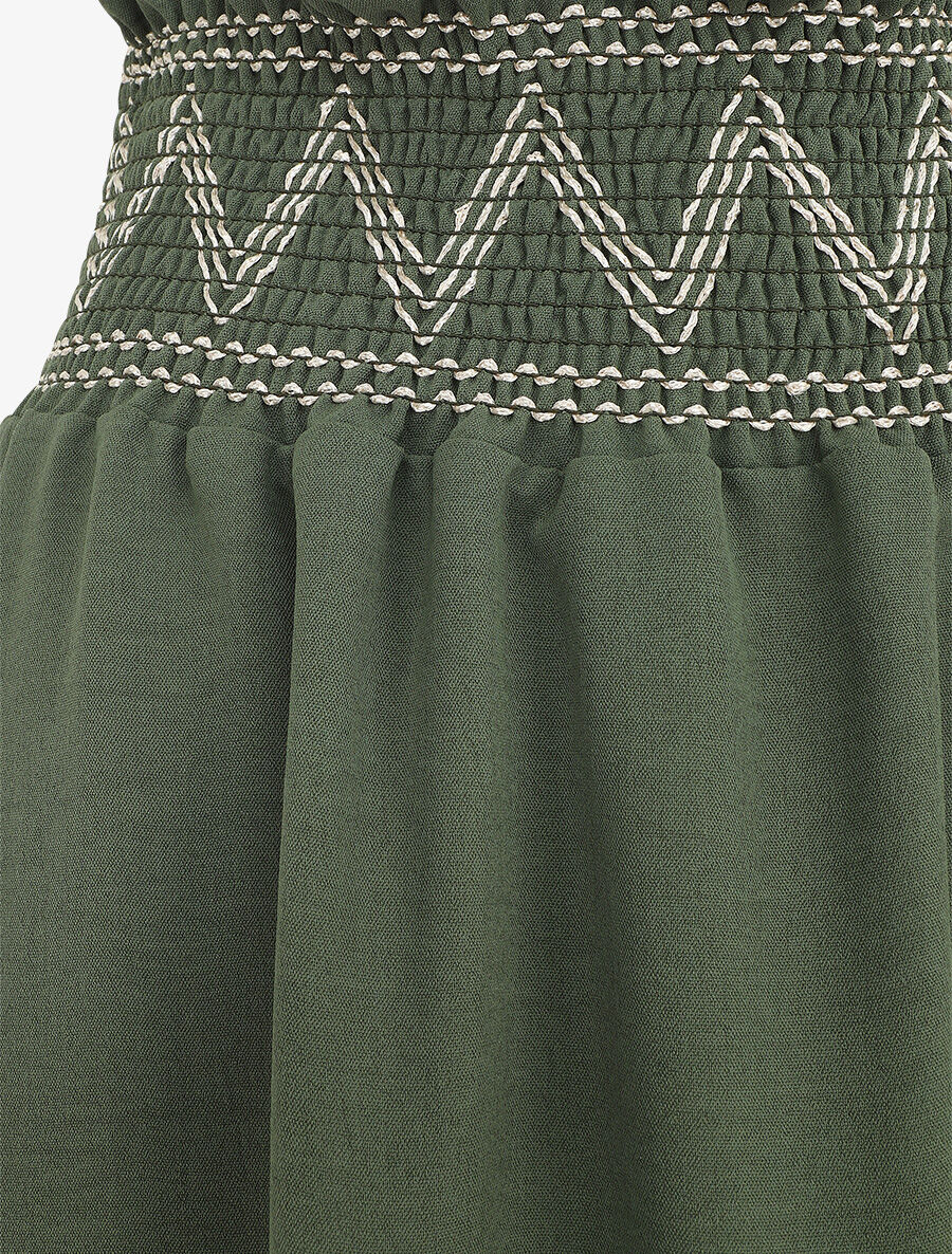 Jupe longue à taille élastiquée - Kaki - 3
