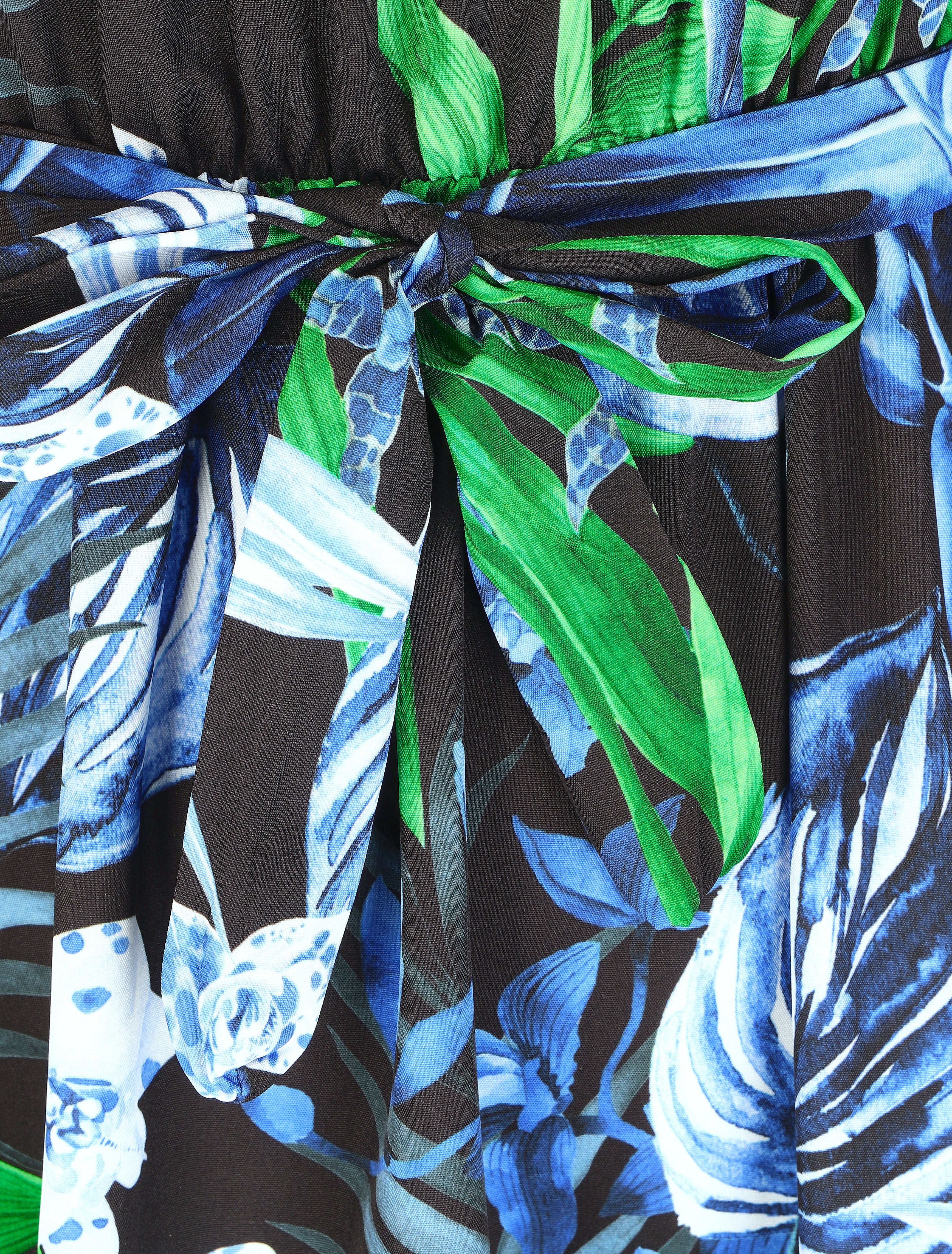 Robe longue tropicale sans manches - Bleu - 3