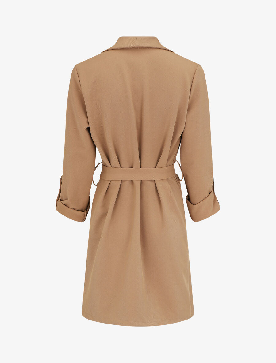 Veste mi-longue col cascade - Taupe - 2