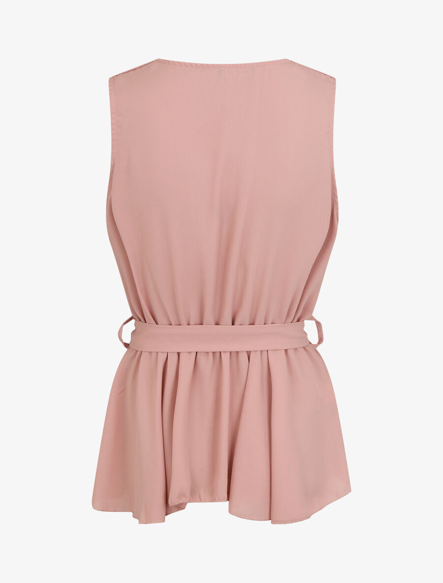 Top péplum sans manches - Rose - 2