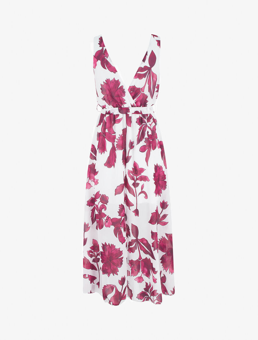 Robe imprimé fleurs et dos en V - Mauve - 2