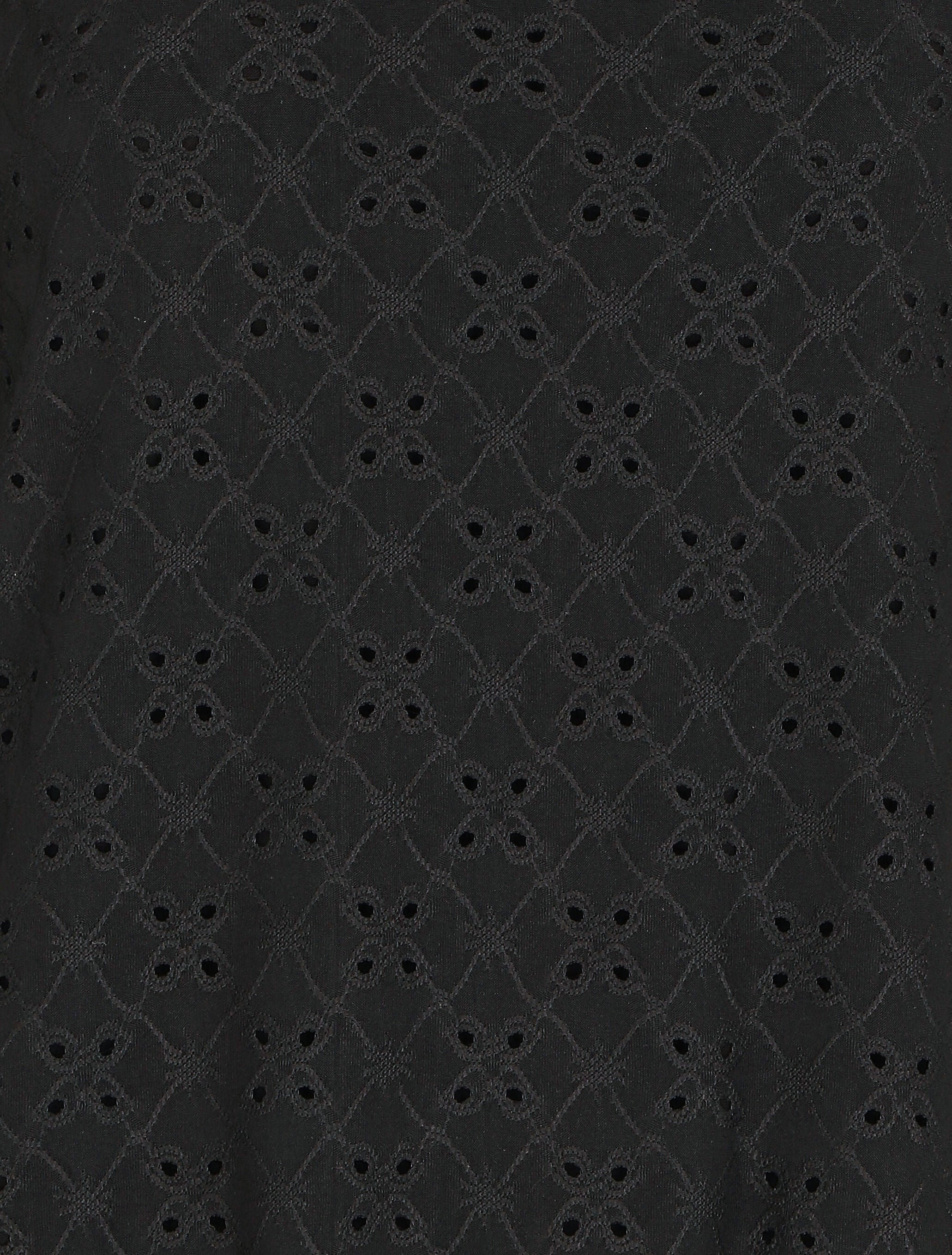 Top à manches volantées et broderies - Noir - 3