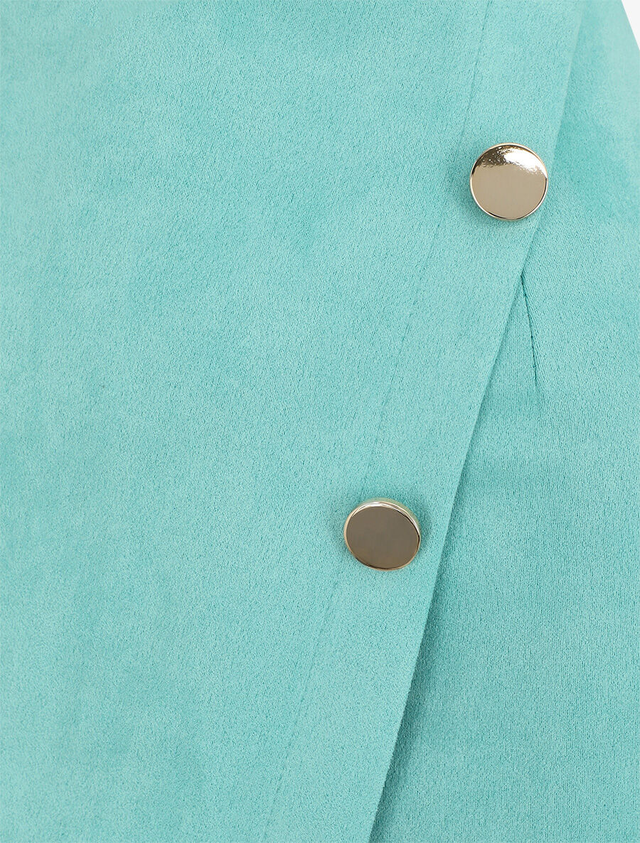 Jupe courte croisée en suédine - Bleu clair - 3