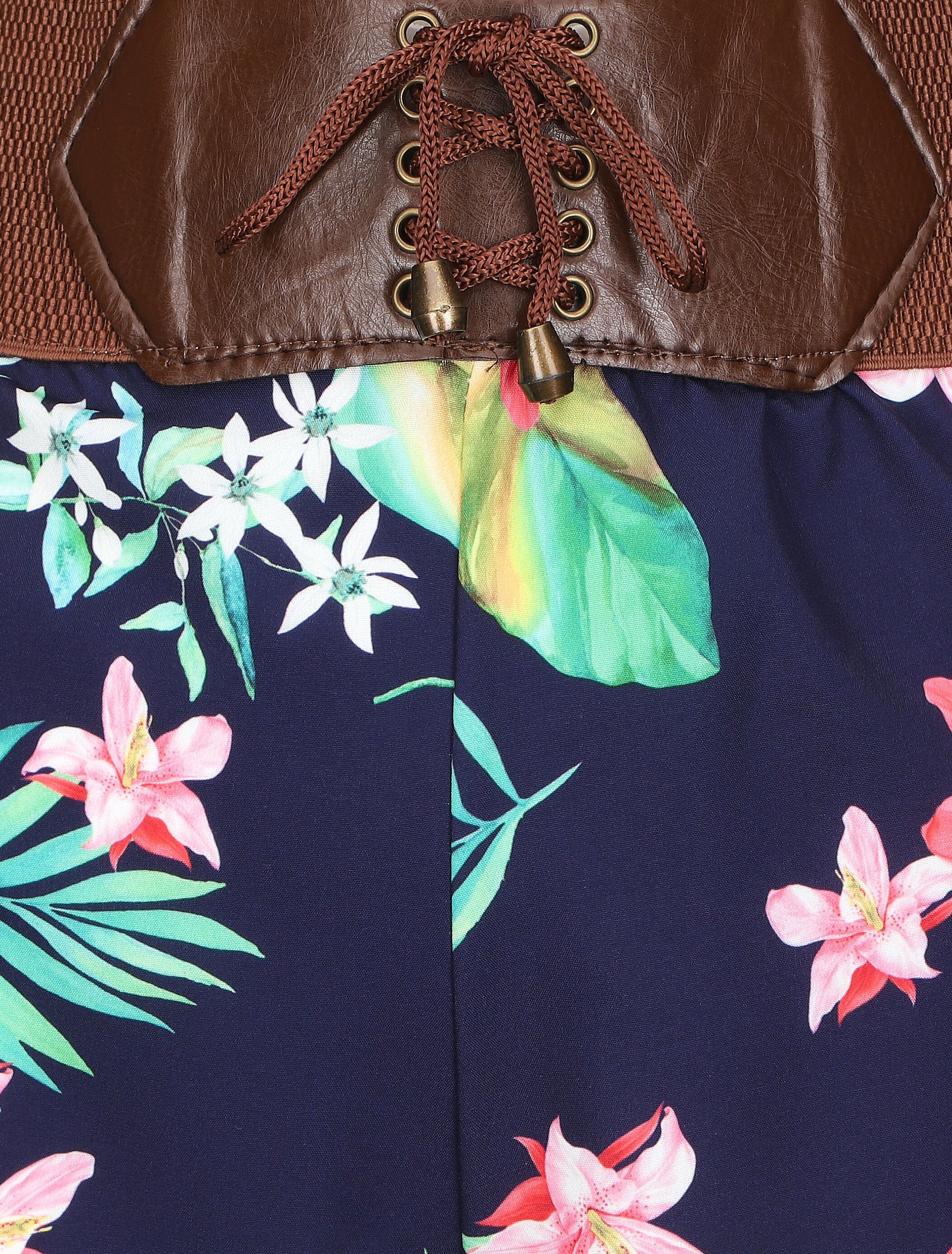 Short à taille haute style corset imprimé fleurs - Marine - 3