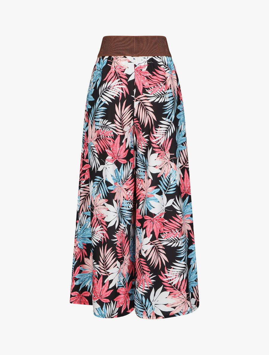 Pantalon ample motif tropical - Noir - 2