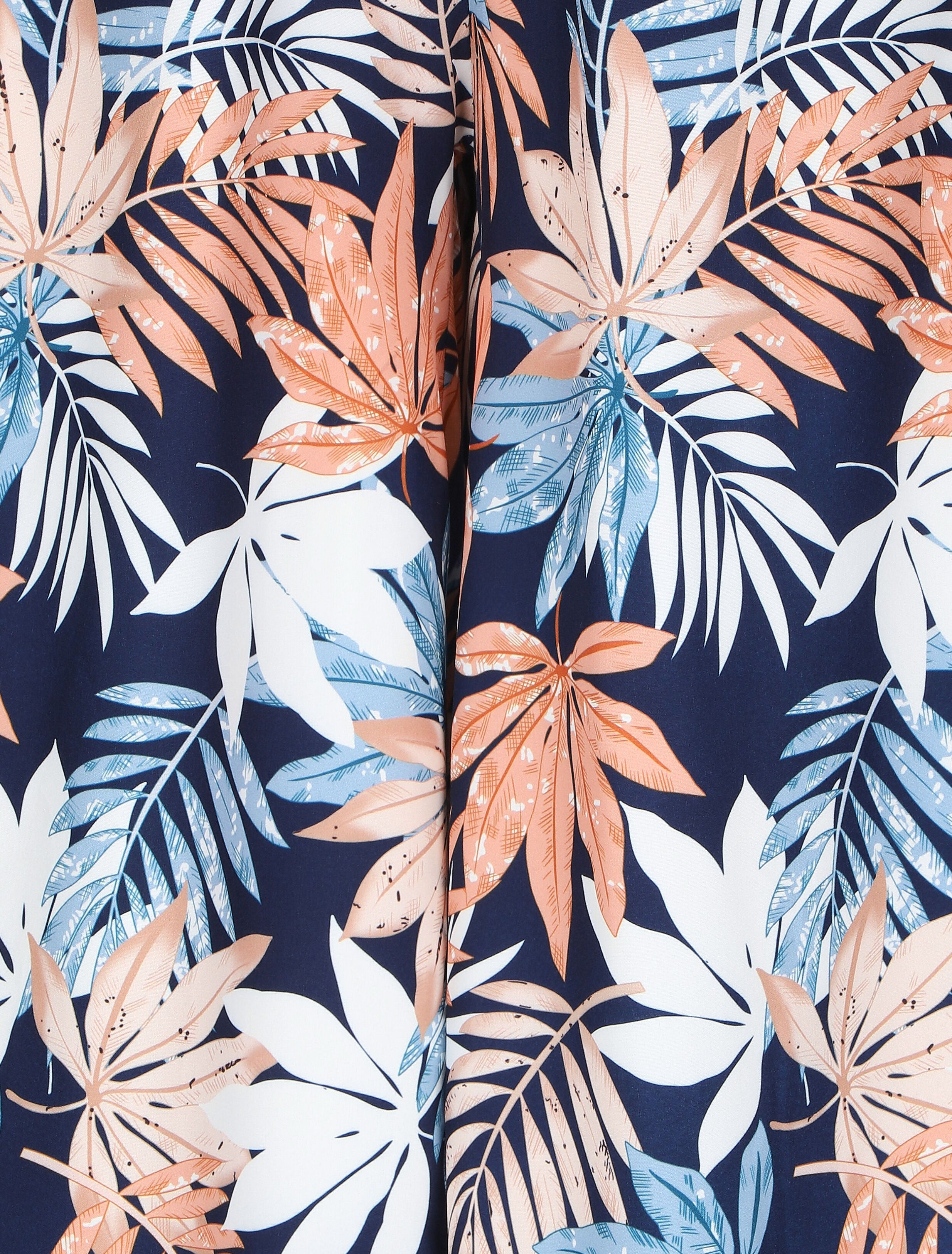 Pantalon ample motif tropical - Marine - 3
