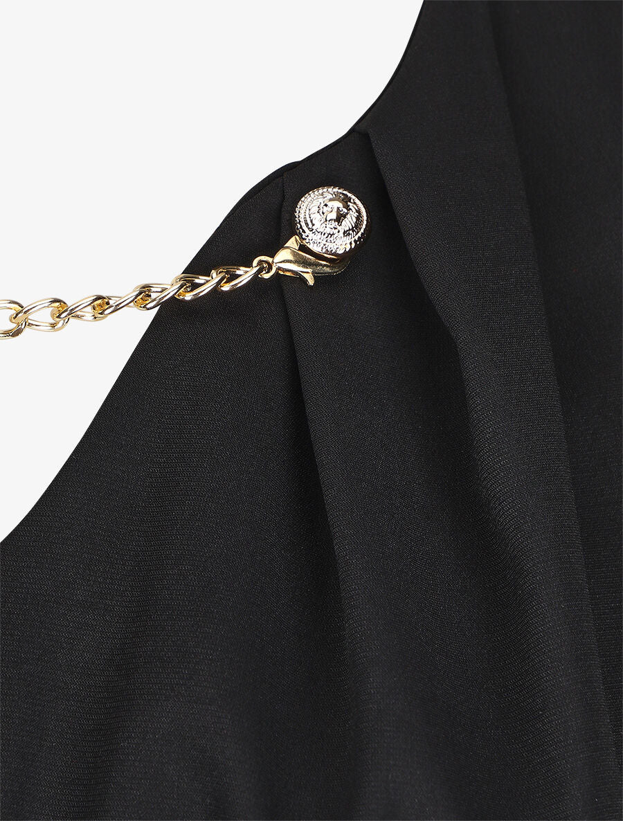 Robe courte sans manches à chaîne - Noir - 3
