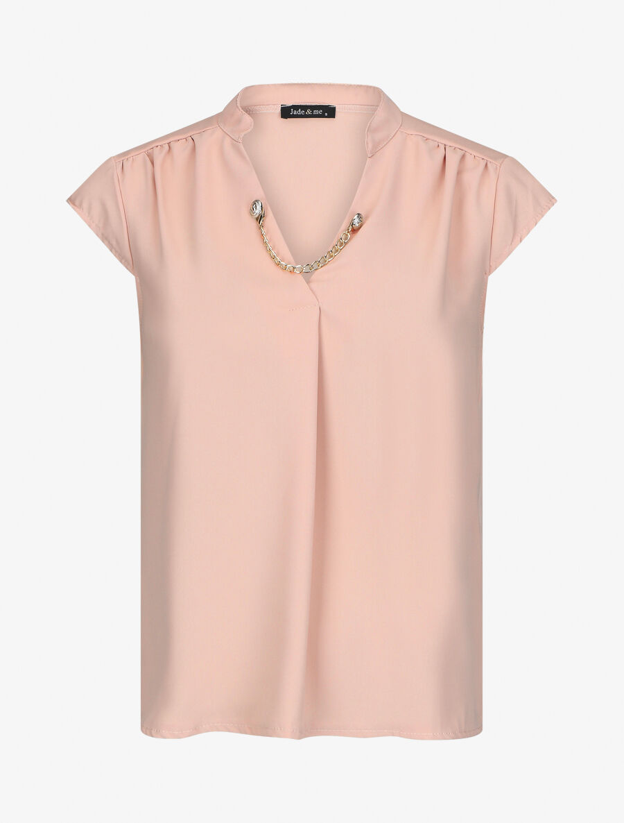 Top uni sans manches à chaîne - Rose - 1