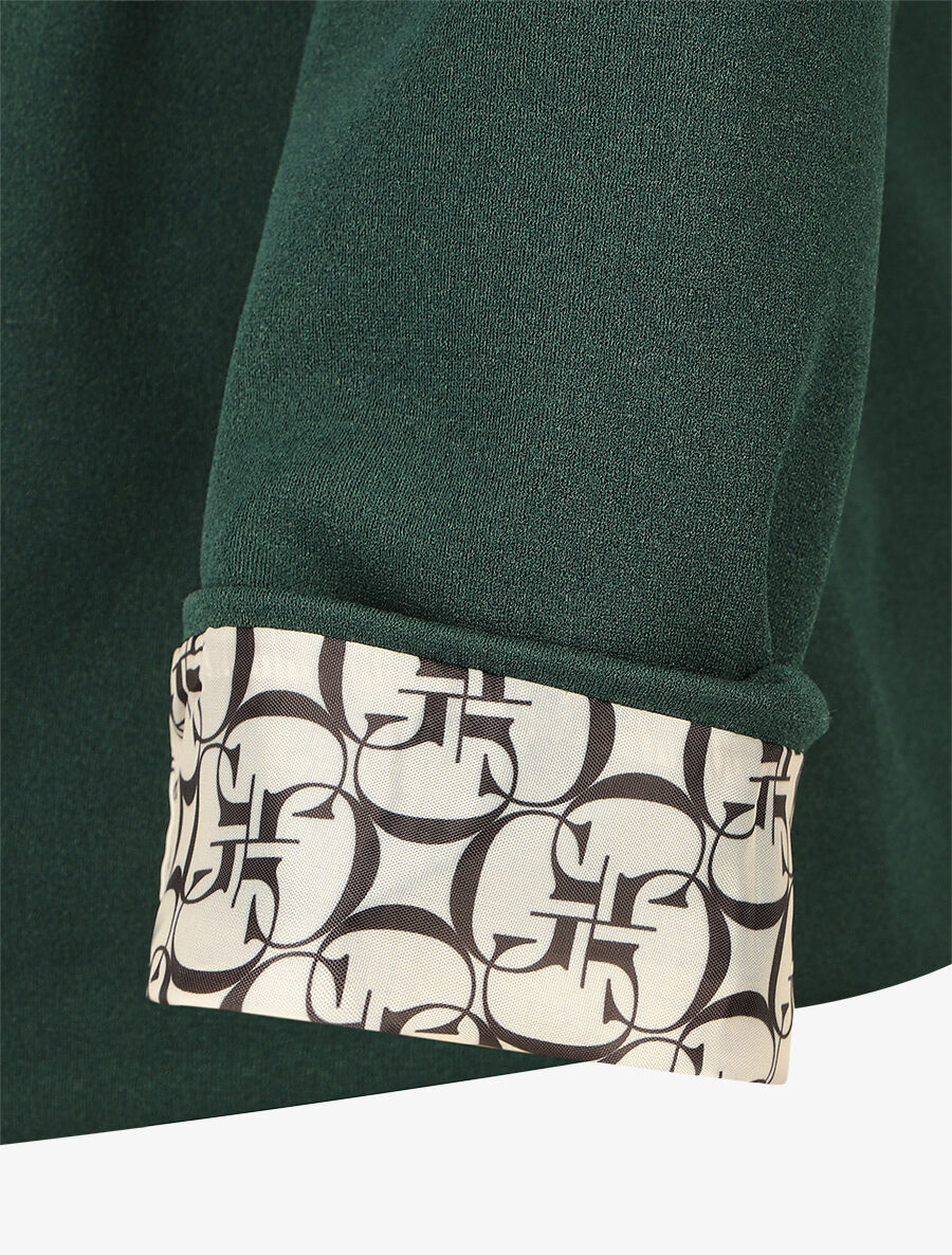 Veste droite à revers graphique - Vert foncé - 3