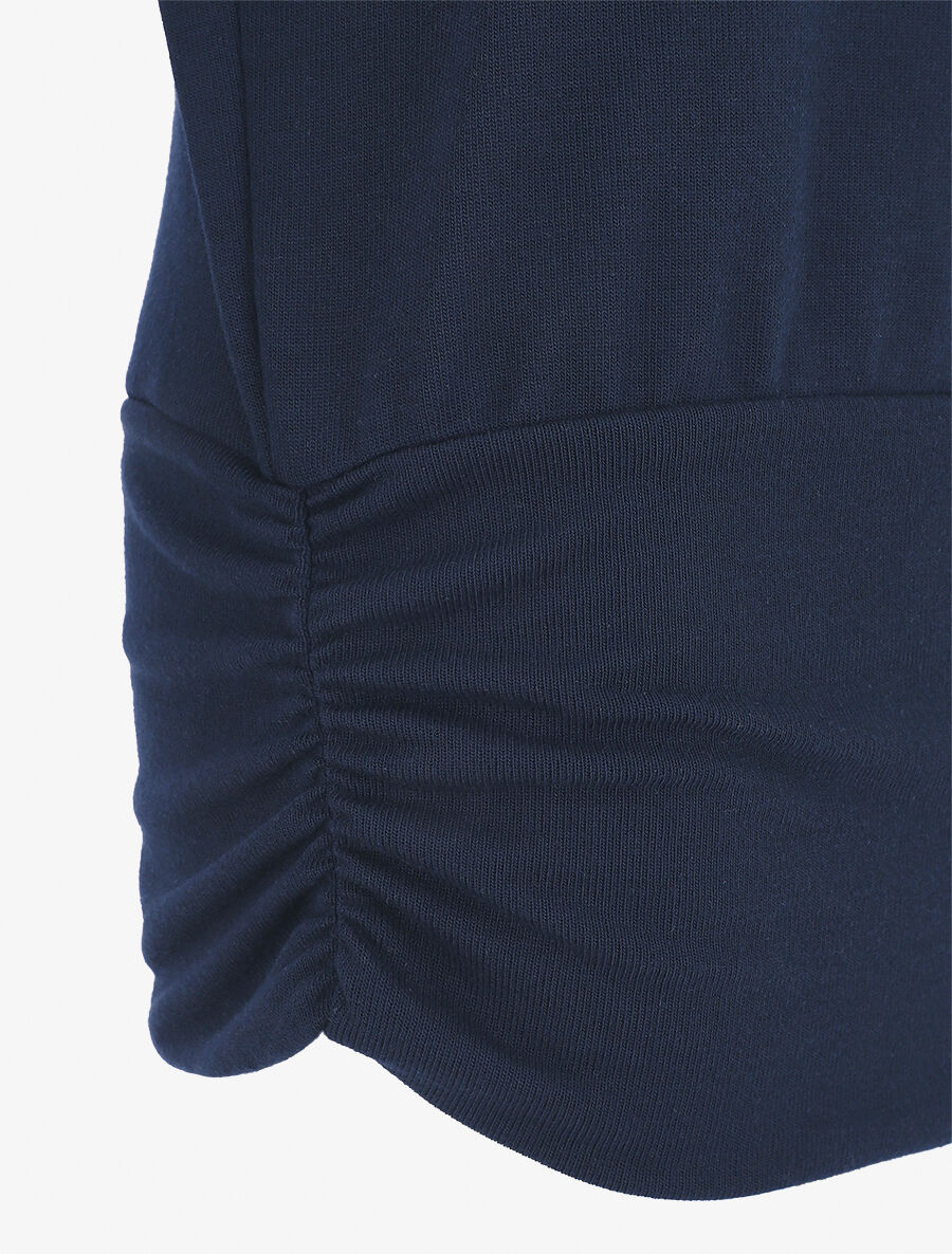 Pull fin uni à col rond - Marine - 3