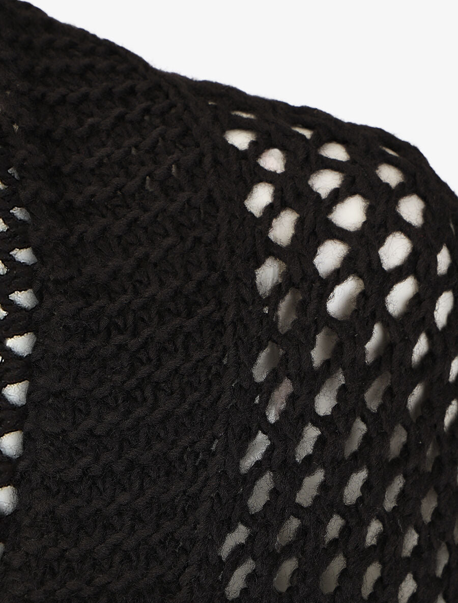 Gilet ample en maille - Noir - 3