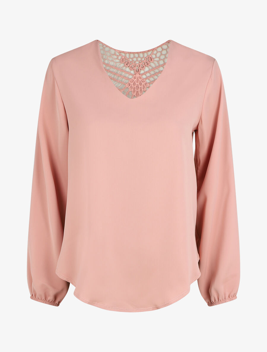 Top fluide dos en crochet - Rose - 1