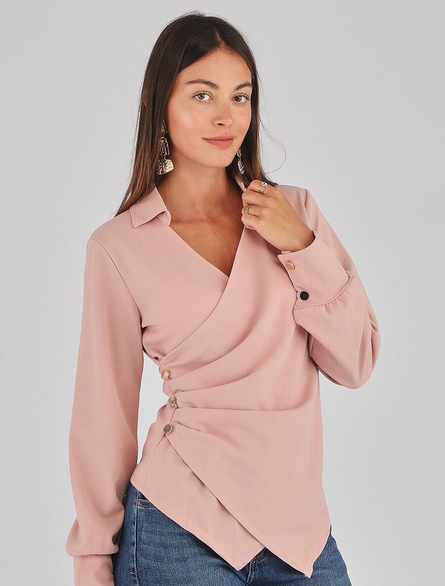 Top cache-coeur drapé - Rose - 4