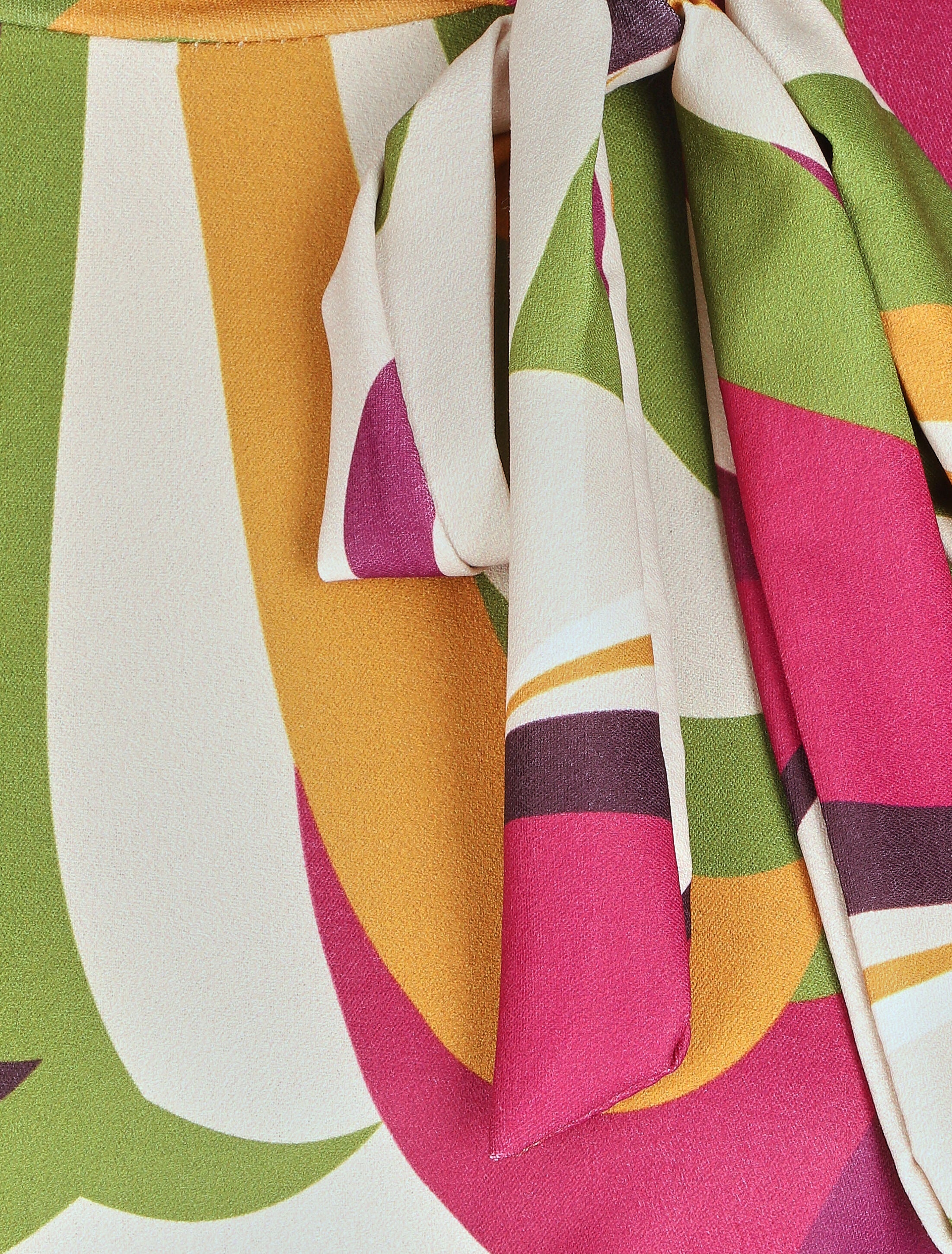 Robe évasée manches longues imprimé graphique - Prune/vert - 3