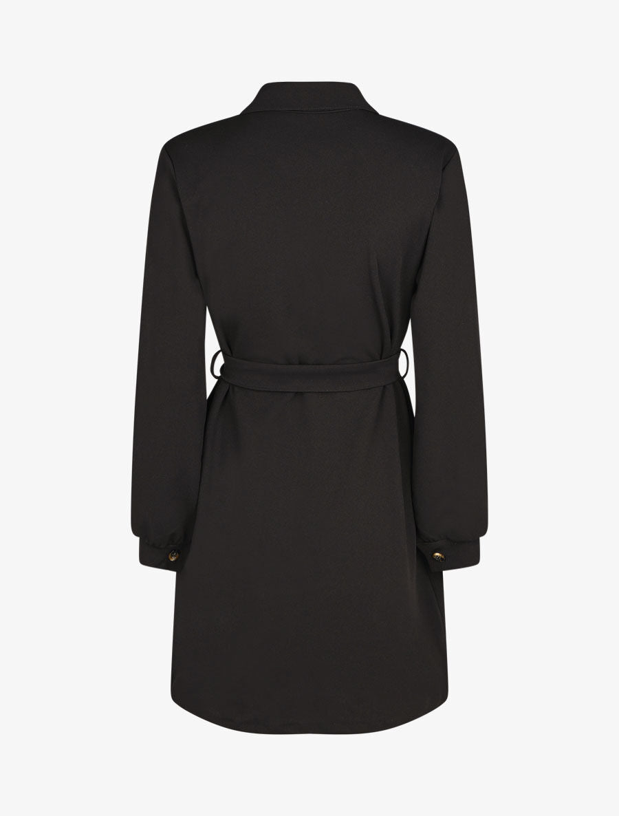 Robe chemise courte manches longues - Noir - 2