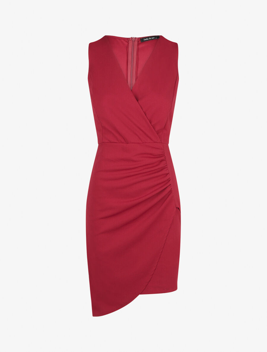 Robe courte drapée sans manches - Rouge - 6