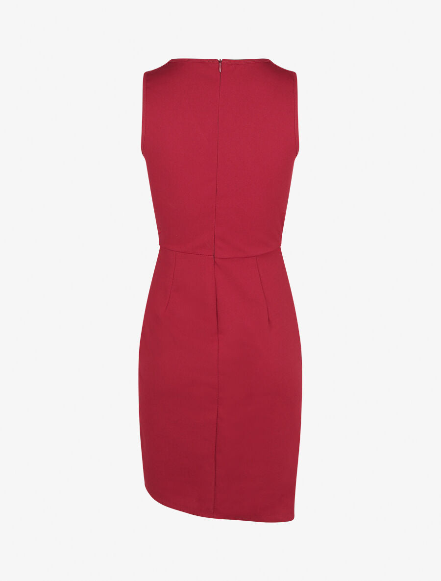 Robe courte drapée sans manches - Rouge - 4