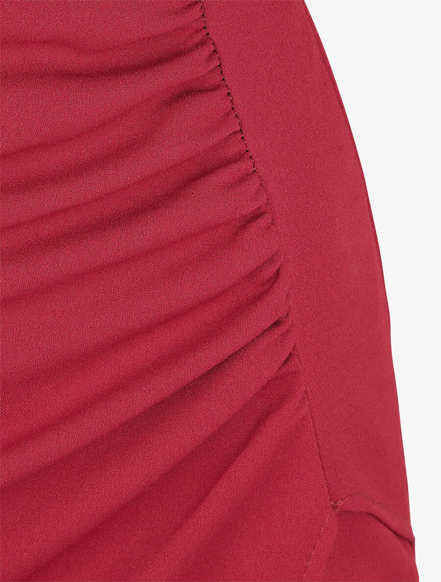 Robe courte drapée sans manches - Rouge - 5