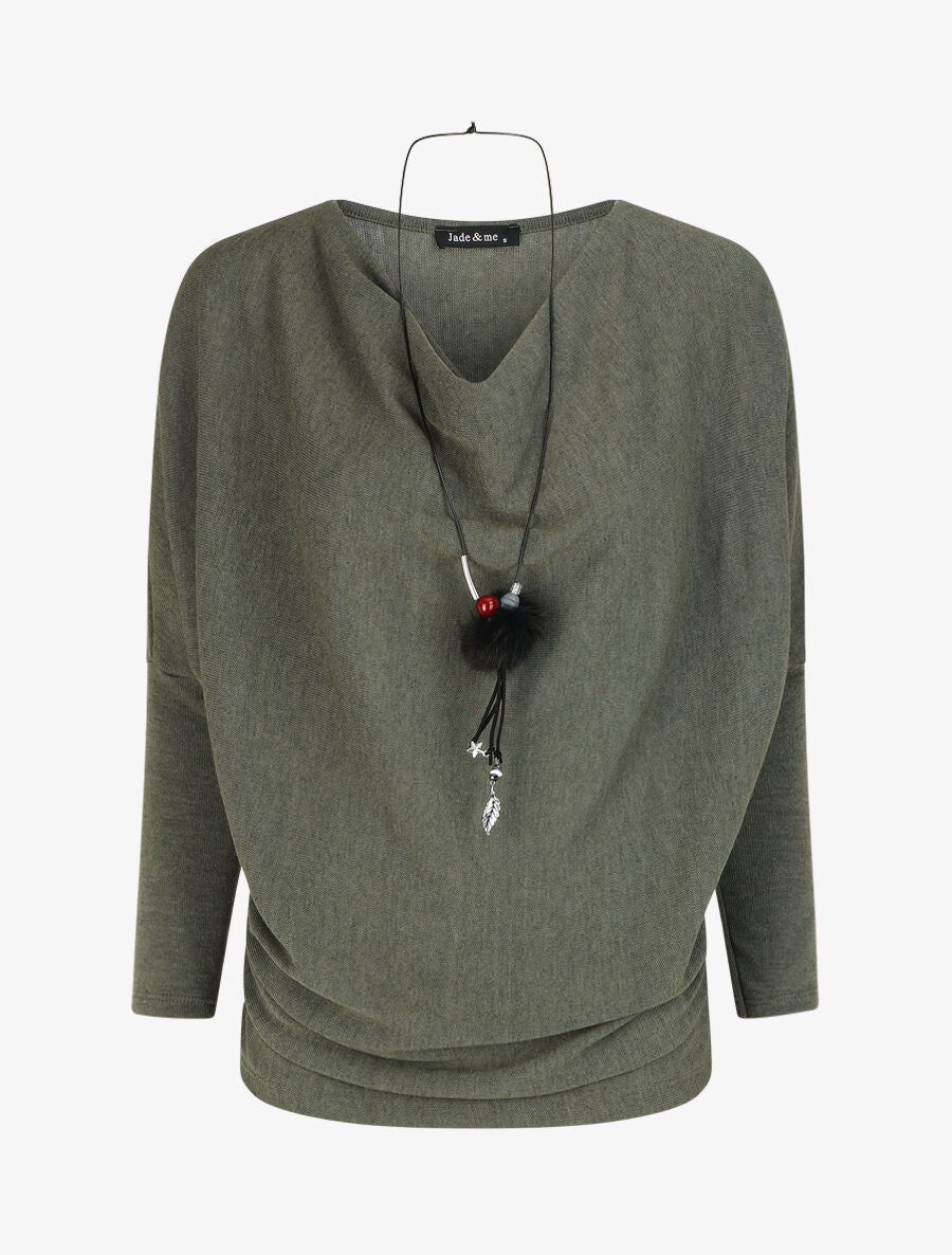 Pull droit col bénitier - Kaki - 1