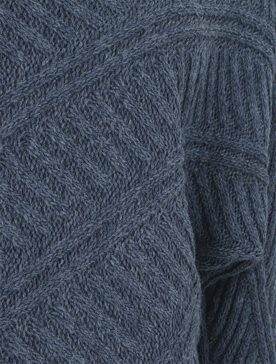 Pull droit uni à col bateau - Bleu - 3